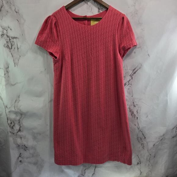 Anthropologie Dress Womens Large Pink Jacquard Button Textured Puff Maeve - Picture 1 of 10